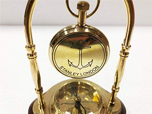 Nautical Art Antique Brass Table Clock Compass Style Nautical Maritime Ship Desk Clock Office Decor