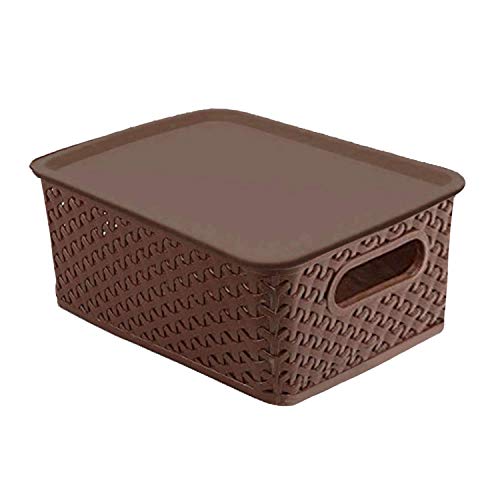 Kuber Industries Plastic 3 Pieces Small Size Multipurpose Solitaire Storage Basket With Lid (Multi), Rectangular