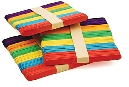 DSR 200 Sticks(100 Colored and 100 Plain) Sticks Natural Wooden ice Cream Sticks for School Projects