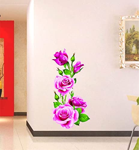 Sticker Yard Pink Rose Flower Vinyl Wall Sticker for Living Room/Bedroom/Office and All Decorative Wall Stickers 40X76 CM