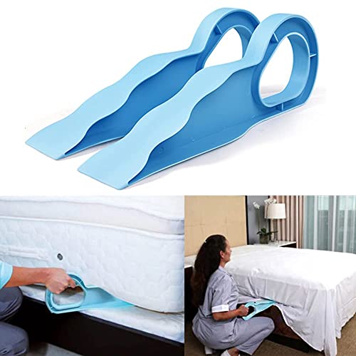 VAUGHN Bed Sheet Tucker Tool - Durable Bed Maker Tool to Keep Sheets in Place - Handy Bed Sheet Tightener for Hotel, Bedsheet Change Helper, Neatly and Easy (33 cm), Plastic, Blue (Pack of 2)