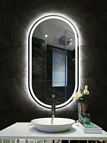 SmileSellers Led Mirror Oval shape Front Facing Glass Mirror with Led Bathroom Mirror 30X21 inch