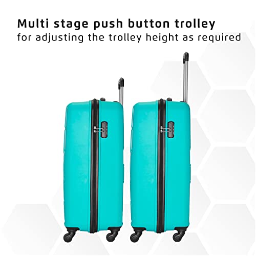 Safari Pentagon 55 Cms Small Cabin Polypropylene Hard Sided 4 Wheels 360 Degree Wheeling System Luggage/Suitcase/Trolley Bag, Cyan Blue