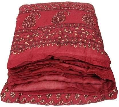 FABDESIGN QUILTS Craft 240 TC Bed Organic Cotton Jaipuri Razai Bed Blanket Ac Quilt for Winter Soft Light Weight Rajasthani Traditional Rajai Cotton Comforter 85 x 100 inch (Design-8, Single)