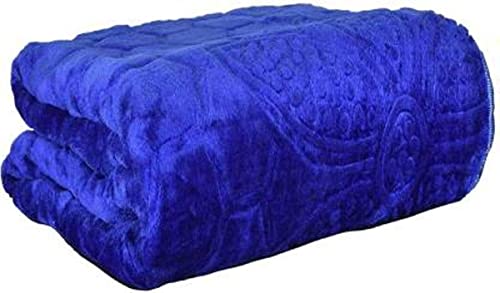 WONDERLOOK Embossed Blankets Solid Colour Ultra Soft Floral Single Bed Mink Heavy Winter Blanket Polyester Single Blue (Blue)