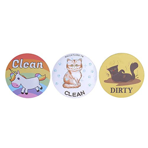 Ubersweet® Dishwasher Magnets Clean Dirty Signs 3 Scratch Resistant Refrigerator Magnets Double Sided (Combination One)