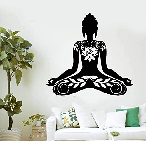 VVWV Buddha Wall Decal Mandala Mantra Meditation Wall Sticker Decal Sticker Black 51 x 50 Cm