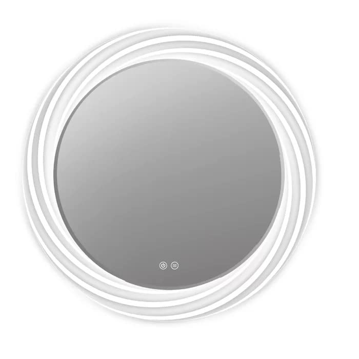 BUNGALOW MERCER Modern Round Mirror for Wall, Bathroom Vanity Mirror, Wall-Mounted Mirror, Dimmable Lights 6000k light white Makeup Mirror | Round (28x28)