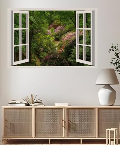 JVERF - JZZA29444 Sweden Parks Rhododendron Sofiero Castle Park| Self-Adhesive Open Window Wall Sticker