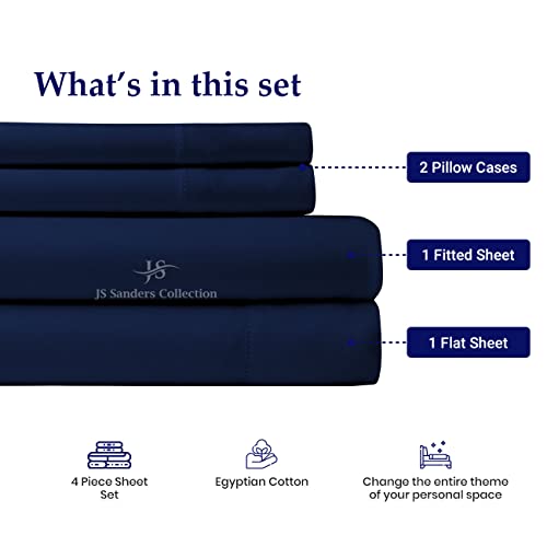 Top Split King Sheets Sets for Adjustable beds, Half Split King Sheet Sets for Adjustable beds 18" deep Pocket, 34" Split Top Sheets 1000 TC 100% Cotton (Half Split Fitted) Navy Blue