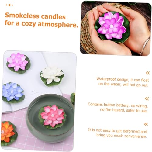 Boxoza Buddha Lotus Lamp 6Pcs Lotus Flower lamp LED Light Flower LED Lamp Temple Candle Light Electric Candle Flameless Floating Tea Lights Candlestick LED Floating Candles