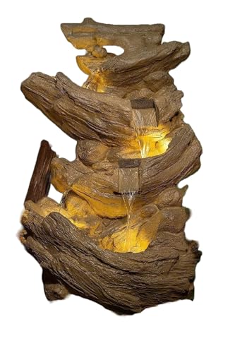 SEPBORN Decorative Driftwood Water Fountain, 45 cm Height with LED Lights Water Pump