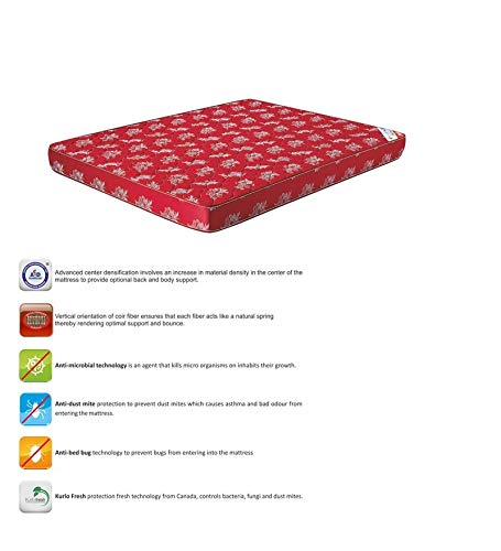 Kurl-On Kurlo Coir Rubberised Mattress,Size (72x48),4" Inch,Maroon