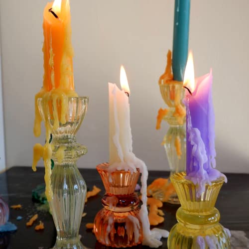 Candlestock Hippie Drippy Drip Candles - Pack of 66 Dripping Taper Candles - Wine Bottle Melting Candle (6 of Each Color)