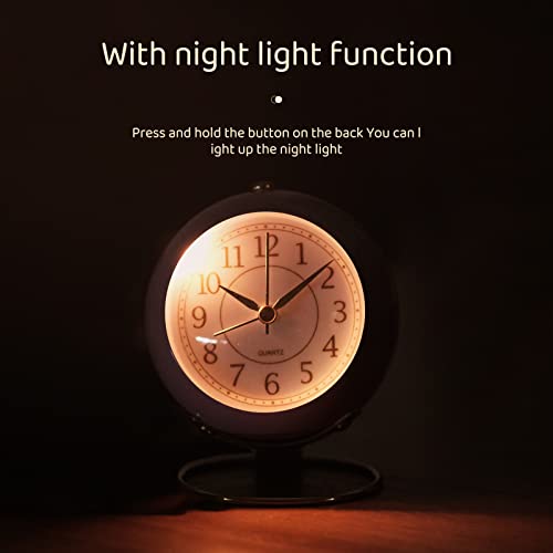 Desk Clocks Classic Non-Ticking Tabletop Alarm Clock with Backlight Battery Operated Mini Digital Dial Gold Cute Small Table Clocks for Shelf Bedroom Office Living Room Kitchen Indoor Decor (Black)