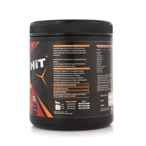 BeFit2Hit Pre-Workout Supplement, Watermelon Flavour, 100g (30 Servings), 200mg Caffeine, 200mg Theanine, 2000mg Beta Alanine, 3000mg Citrulline