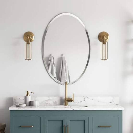 windowera 12 in. W × 18 in. H Frameless Oval Beveled Edge Bathroom Vanity Mirror