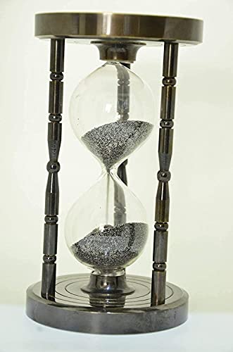 Brass Handmade 5 Min Sand Timer Hourglass Sand Clock with Unique Compass Antique Finish Beautiful Handcrafted Ideal for Best Gift Item by TENABLE Nautical MART