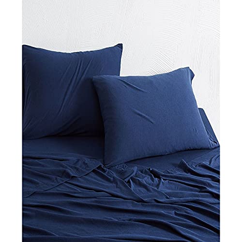 Calvin Klein Home Modern Cotton Harrison 1 Piece Flat Sheet, King Size, Cotton (Midnight)