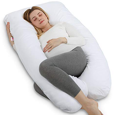 WildMint Women's U Shape Ultra Soft Full Body/Maternity/Pragnancy Pillow with Zippered Cover (White)