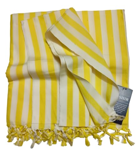 SHISHIR Craft Store Strip Pattern 100% Cotton Thin Blanket for Light Weight Top Sheet Odhne wali chadar | AC and Rainy Season | Travelling |Quick Absorption & Faster Drying (Yellow White)