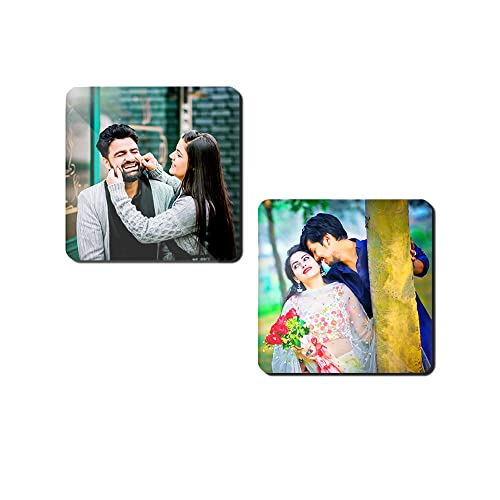 Deep Print Customized Photo Fridge Magnets (Set of 2) Glass Finish with Sparkle Effect || 3 X 3 Inch