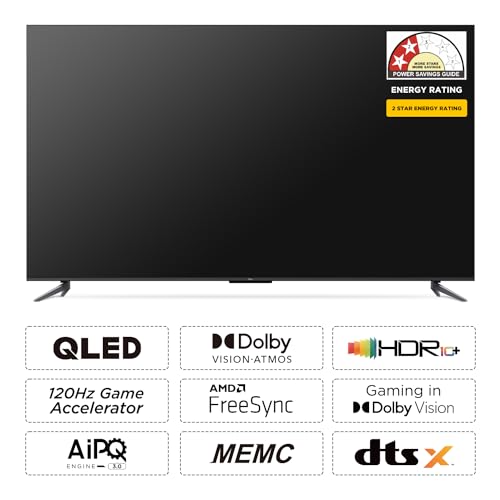 TCL 139 cm (55 inches) 4KUltra HD Smart QLED Google TV 55C645 (Black)