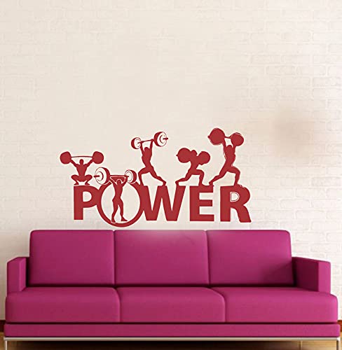 global graphics Decorative burgandi Power Gym Wall Sticker (PVC Vinyl)