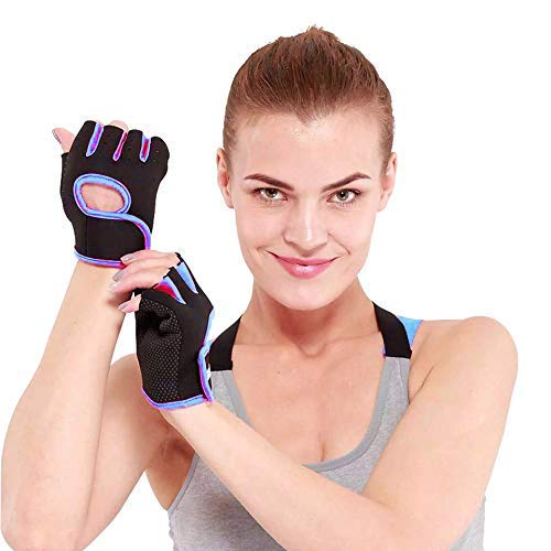 serveuttam Microfiber Weight Lifting Gloves For Gym Workout, Crossfit, Weightlifting, Fitness & Cross Training, The Best For Men & Women (Blue), Large