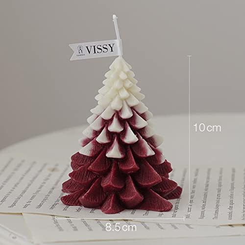 SAZ DEKOR Christmas Tree Wax Scented Candle Creative Curve Home Decor Prop White Red