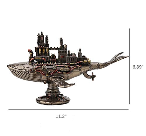 Veronese Design 6 7/8 Inch Steampunk Fifty Two Hertz Galactic Space Colony Whale Cold Cast Resin Bronze Finish Statue Home Decor