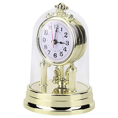 Clock Decor, Table Clock, Table Clock Silent Clock Antique Clock for Bedroom Study Living Room Indoor(Gold)