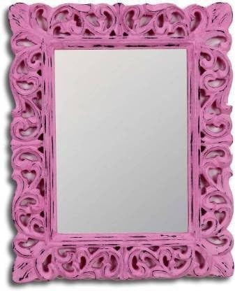 VAS Collection MDF Mirror Frame for Wall Decor,Bedroom,Living Room,Bathroom & Hallway,13"x17" (Pink Antique),Rectangular