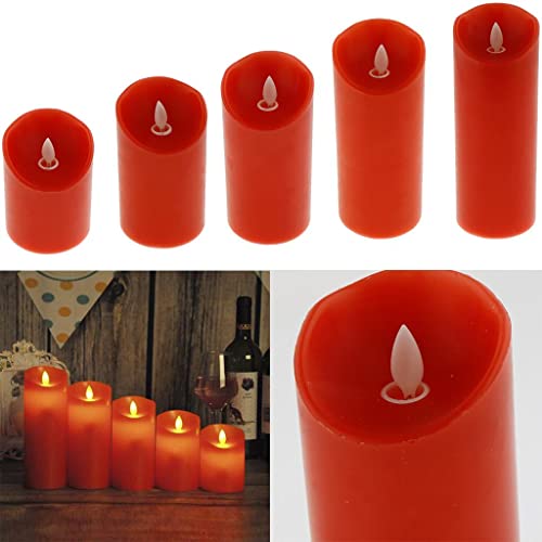 ATORSE® Flameless Led Pillars Tea Light Candles for Holidays Wedding Parties Red 10Cm