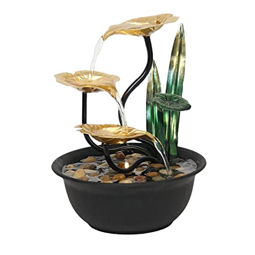 CALANDIS Water Lotus Indoor Fountain Ornament with Led Lights for Living Room Office