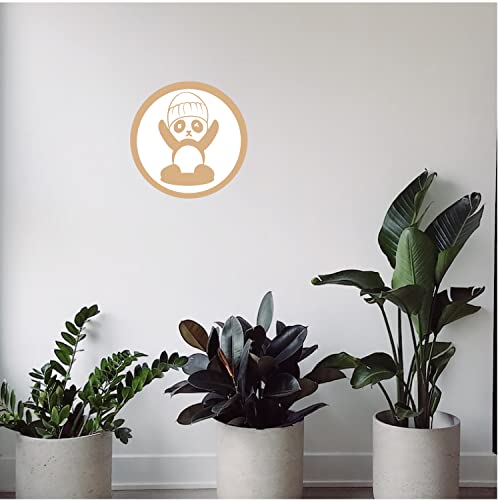 DOTME Panda Face Wooden With Vinyl Sticker Decorative Design Wall Décor For Home Kids Bedroom Living Room Hall DIY Art 8 INCH (White)