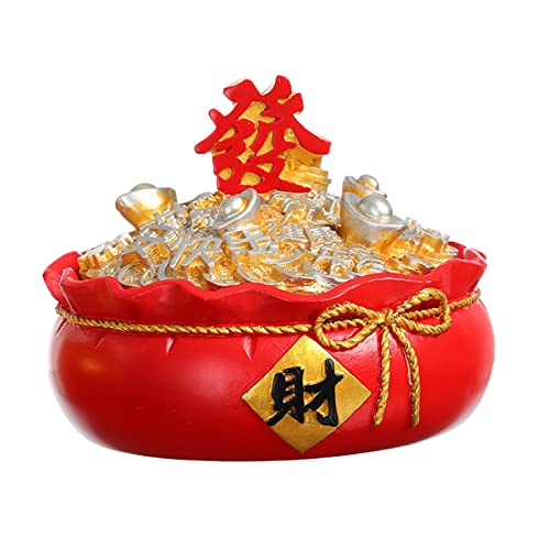 MYADDICTION Chinese Ashtray with Lid Resin Crafts Sculpture for Home Decoration Men Gift Red C