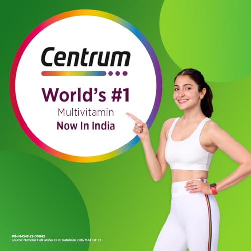 Centrum Adult 50+, World's No.1 Multivitamin with Calcium, Vitamin D3 & 21 other Nutrients for Overall Health, Strong Joints & Heart Health (Veg) 30 Tablets