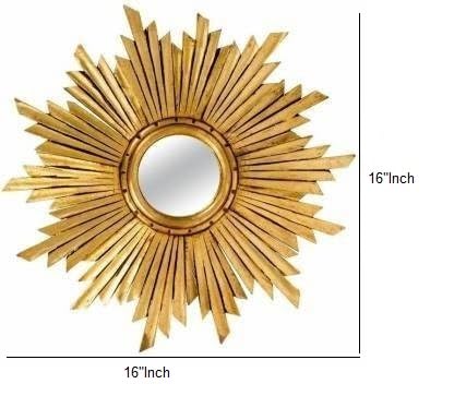 VAS Collection MDF Mirror Frame for Wall Decor,Bedroom,Living Room,Bathroom & Hallway,16"x16" (Golden Antique),Round