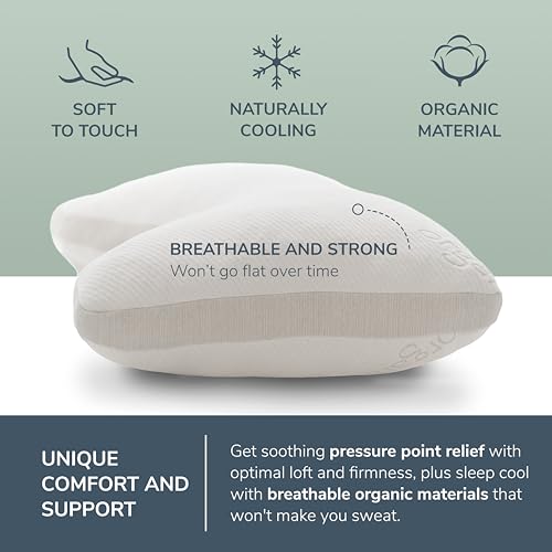 Naturepedic Organic Latex Side Sleeper Pillow - Standard/Queen Bed Pillow with Shoulder Cutout - Luxury Pillow for Back Support and Neck Pain Relief