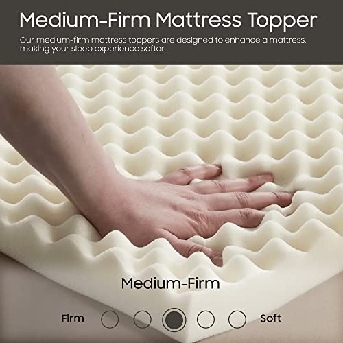 Treaton, 2-inch Convoluted Egg Shell Breathable Foam Topper, Adds Comfort to Mattress, Twin