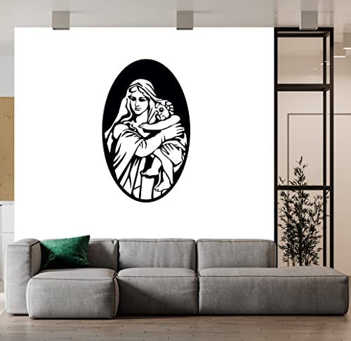 Wallpics® Virgin Mary and Baby Jesus Religious Self Adhesive Decorative Wall Sticker || (60cm X 45cm) cut5779-2