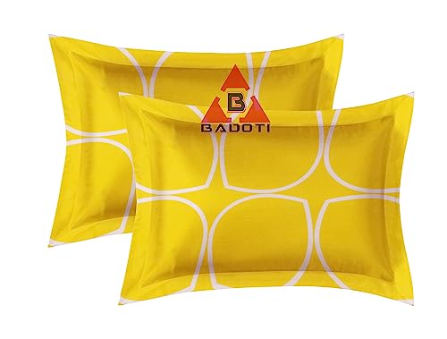 BADOTI Glace Cotton 160 TC Double bedsheet (90x100) with 2 Pillow Covers(17x27) inch, Yellow