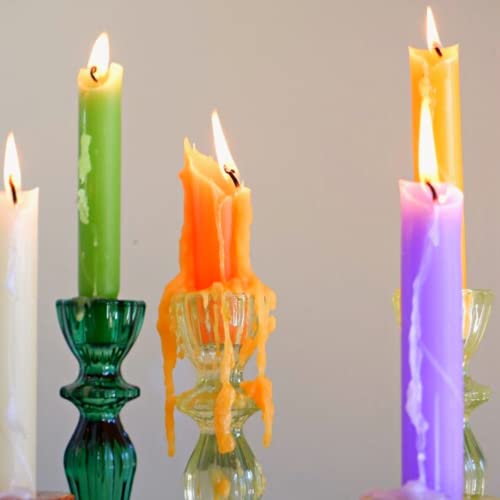 Candlestock Hippie Drippy Drip Candles - Pack of 66 Dripping Taper Candles - Wine Bottle Melting Candle (6 of Each Color)