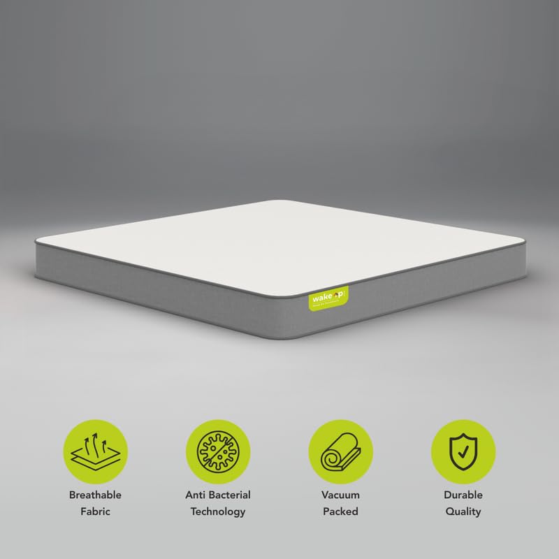 wakeup INDIA SpineAlign Tech Orthopedic Memory Foam Mattress | 10 Years Warranty | Single Bed Medium Firm Mattresses | Memory Foam 5 inch Mattresses (Single Size-72x30x5 inches, White)