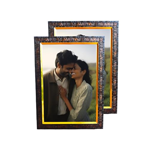 H and N Creations Photo Frame For A4 (8x12 Inches) Photo - Set of 2, Chocolate Brown - Stylish Wall Decor for Home and Office