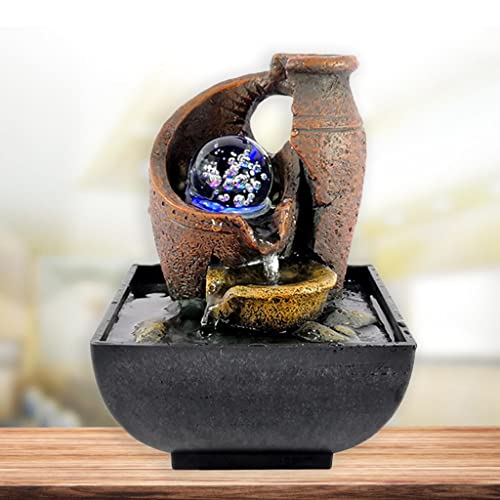 SECRET DESIRE Water Fountain with Led Lights Desktop Fountain Home Decor Ornament Style 6