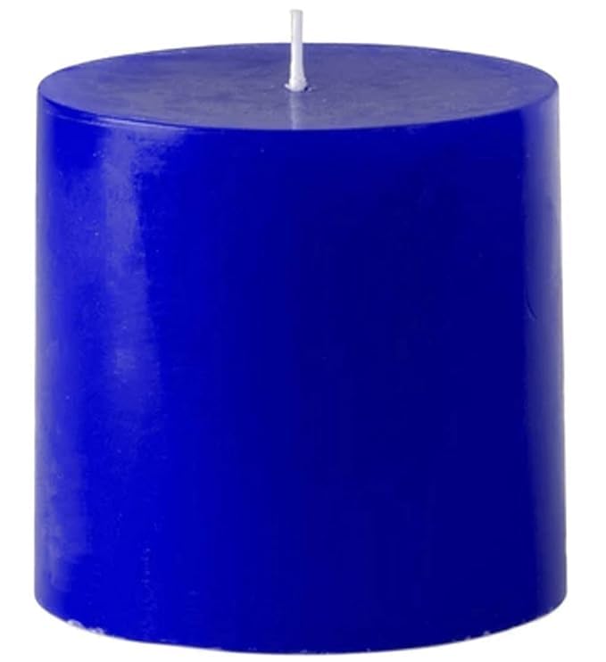 100% Pure Wax Unscented Pillar Candles (2In X 2In) | Home Decoration Candles | Diwali Candle | Birthday Candle | Valentines Candle | New Year Candle | 10 Hours Burn | (Pack of 1, Blue)