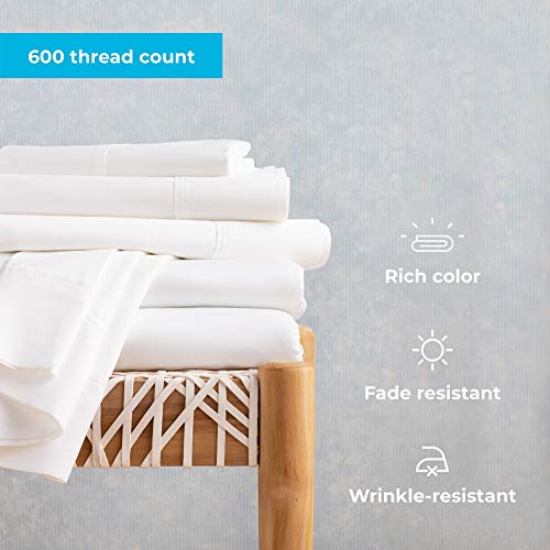 Full, White : LINENSPA 600 Thread Count Ultra Soft, Deep Pocket Cotton Blend Sheet Set - Full - White