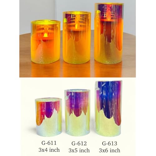 ThirteenKcanddle Flameless LED Pillar Candles, 7 x 10 cm, Acrylic, Battery Operated, Dancing Flame, Flickering, for Home, Wedding, Party, Festival